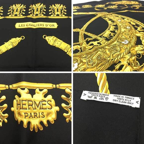 HERMES Authentic Black Silk Scarf - Picture 2 of 2